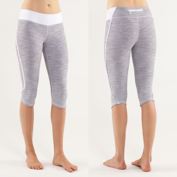 lululemon athletica Pants - Lululemon Run Fast and Free Ruffle Crop  Wee Are From Space White Combo Size 4